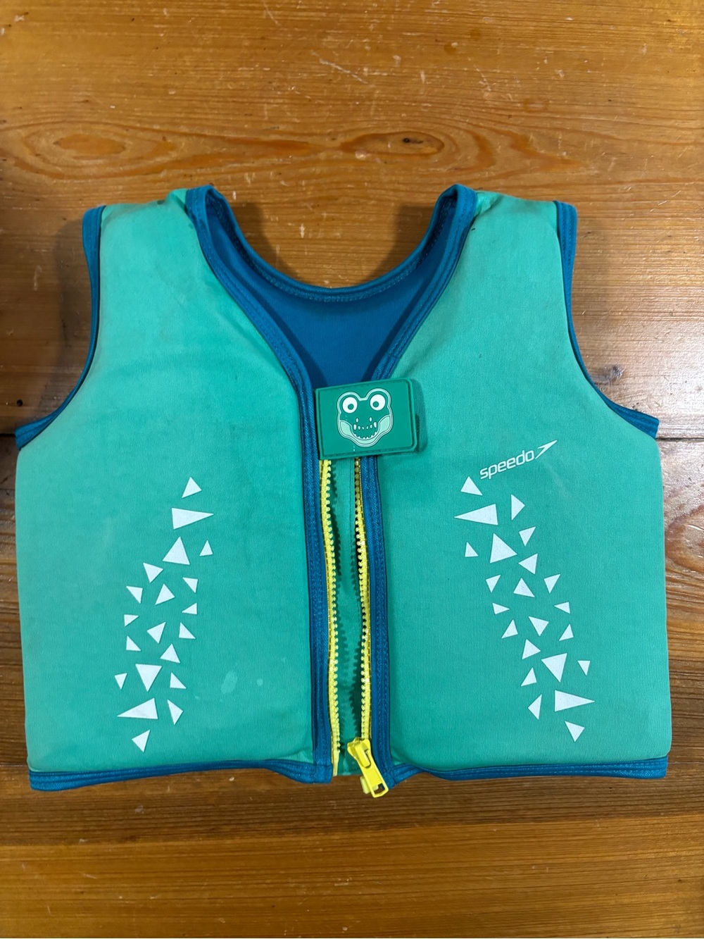 Speedo Teal Swim Vest with Blue Trim and Yellow Zipper